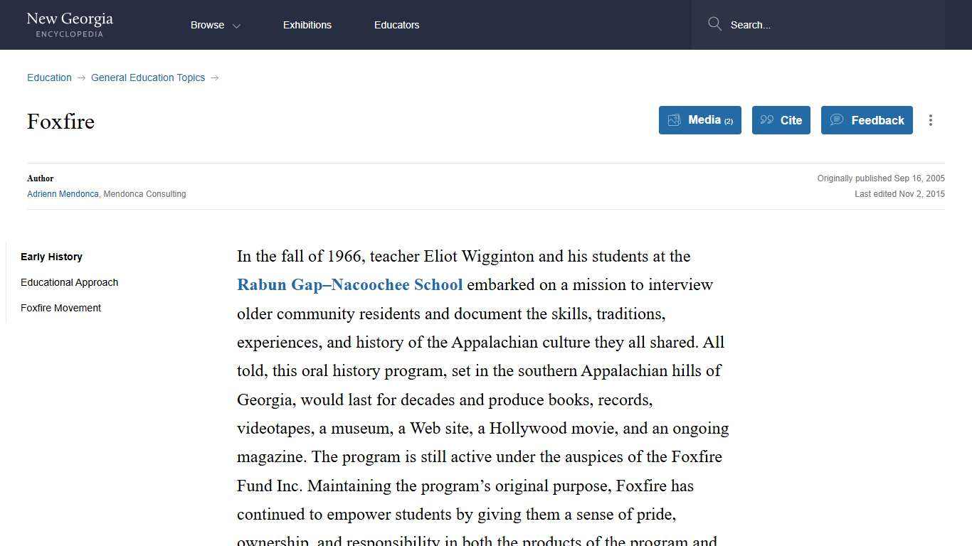 Foxfire - New Georgia Encyclopedia
